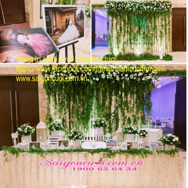 Trang trí sảnh cưới bằng hoa tươi
