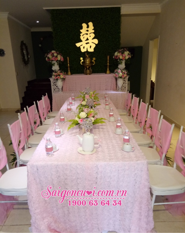 Ghế tiffay trang trí nhà ngày cưới , Trang trí gia tiên hông màu hồng