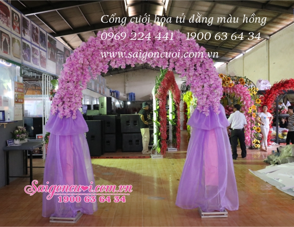 Bán cỏng hoa cưới màu tím cà, hoa tử đằng giá 3,900,000 VNĐ