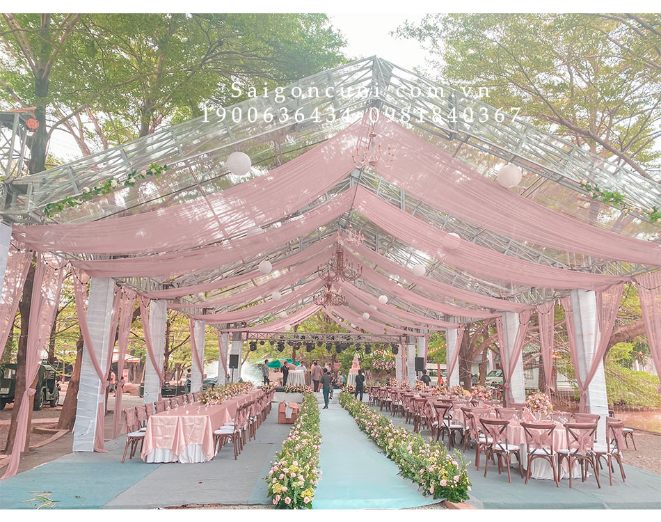 Rạp cưới mái nilong trong suốt tại tphcm