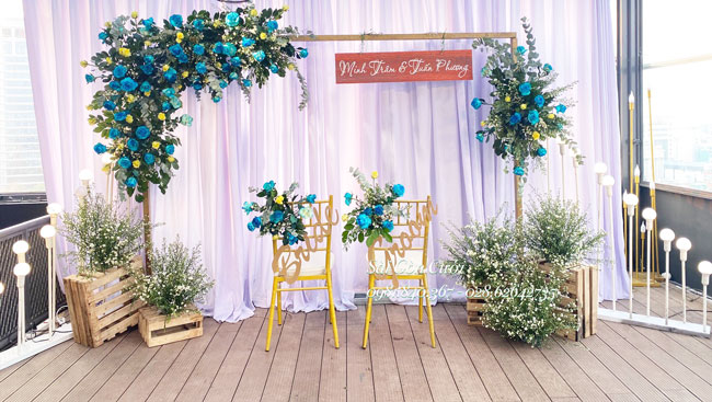 Backdrop cưới tông xanh dương